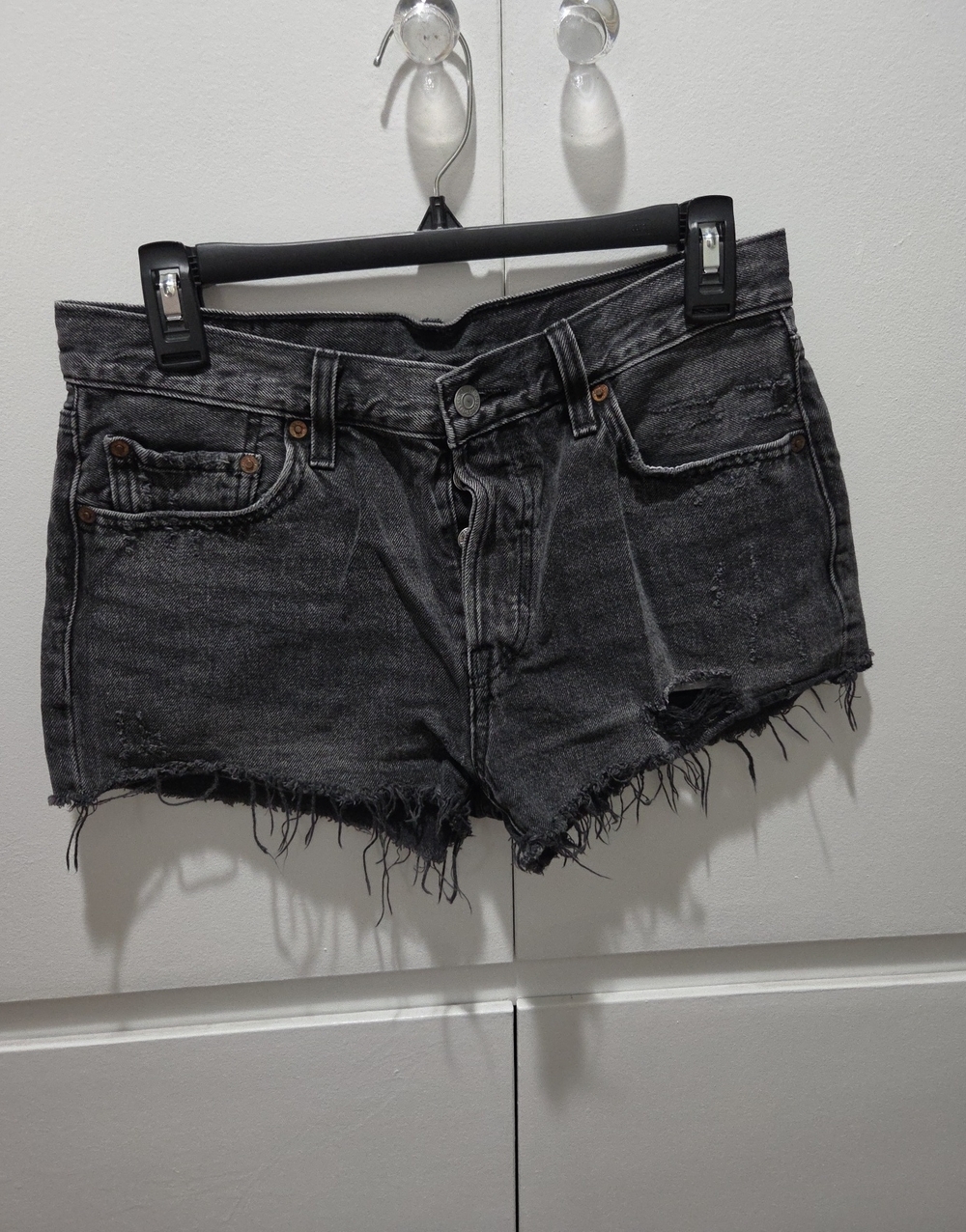 Levi's Black Distressed Cutoff Jean Shorts